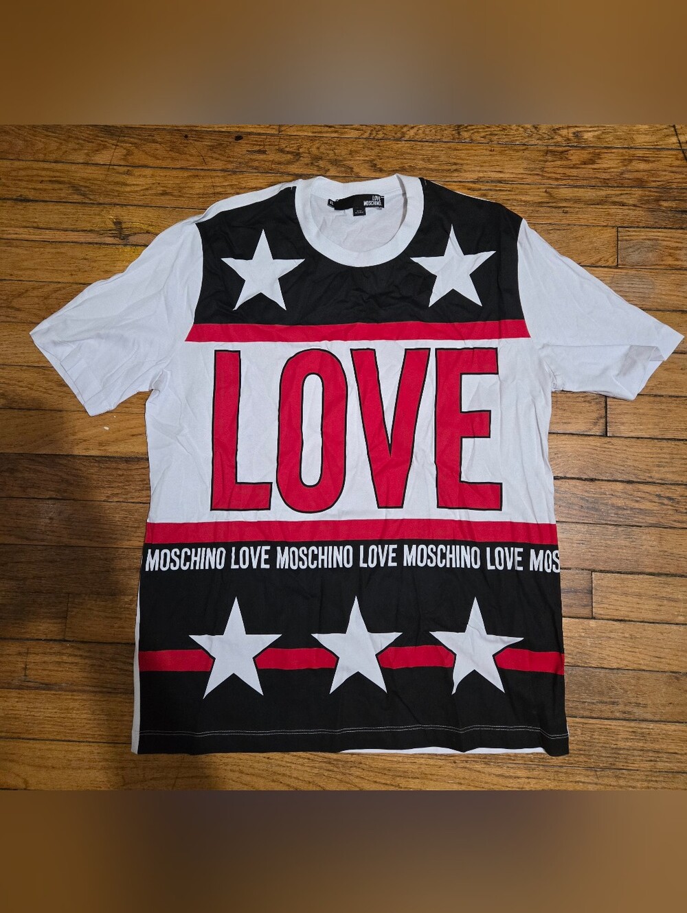 BNWOT Love Moschino XL Star and Stripe Graphic Short Sleeve T Shirt